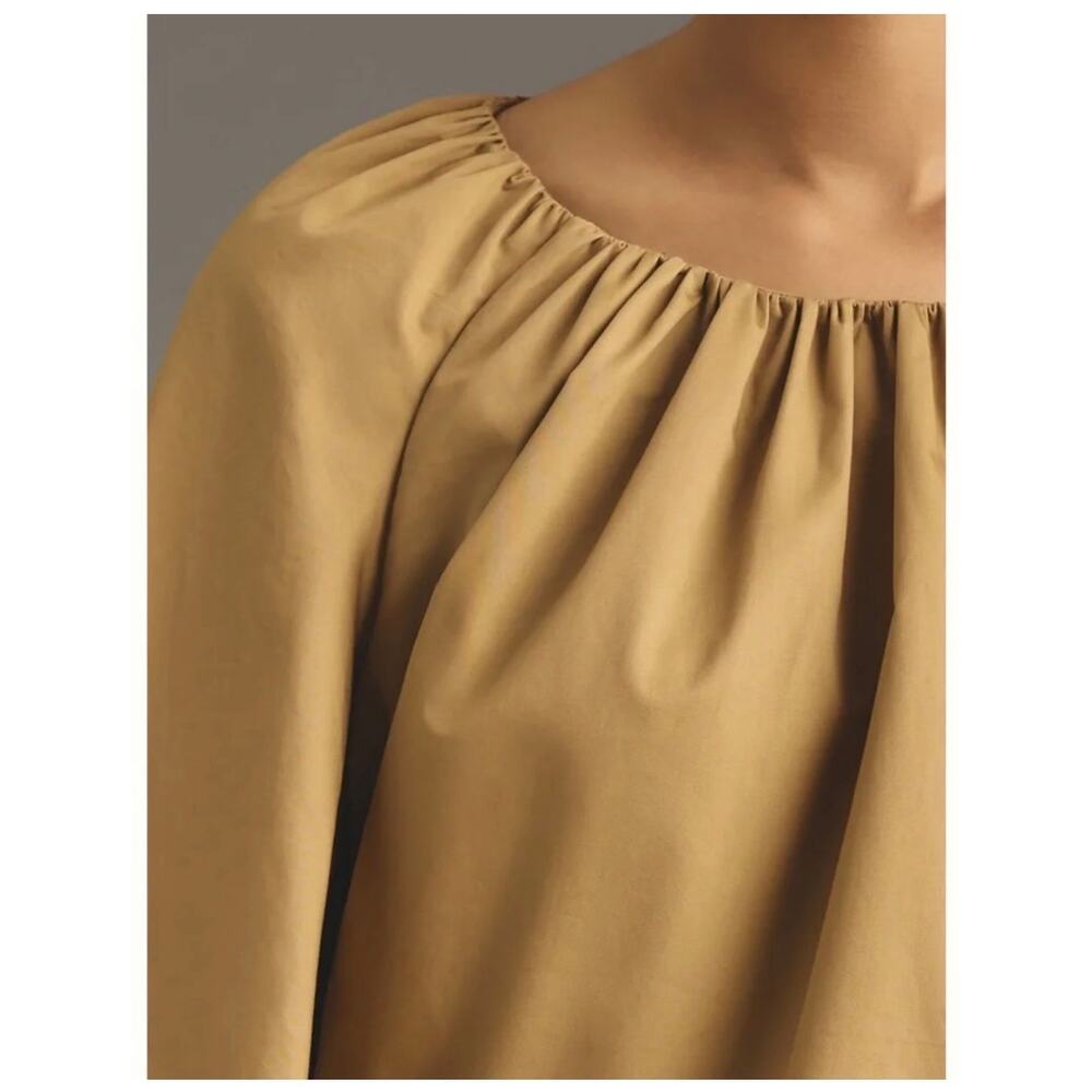 MARE MARE x Anthropologie Long Balloon Sleeve Crew-neck Blouse Size XL In Beige - Picture 3 of 11